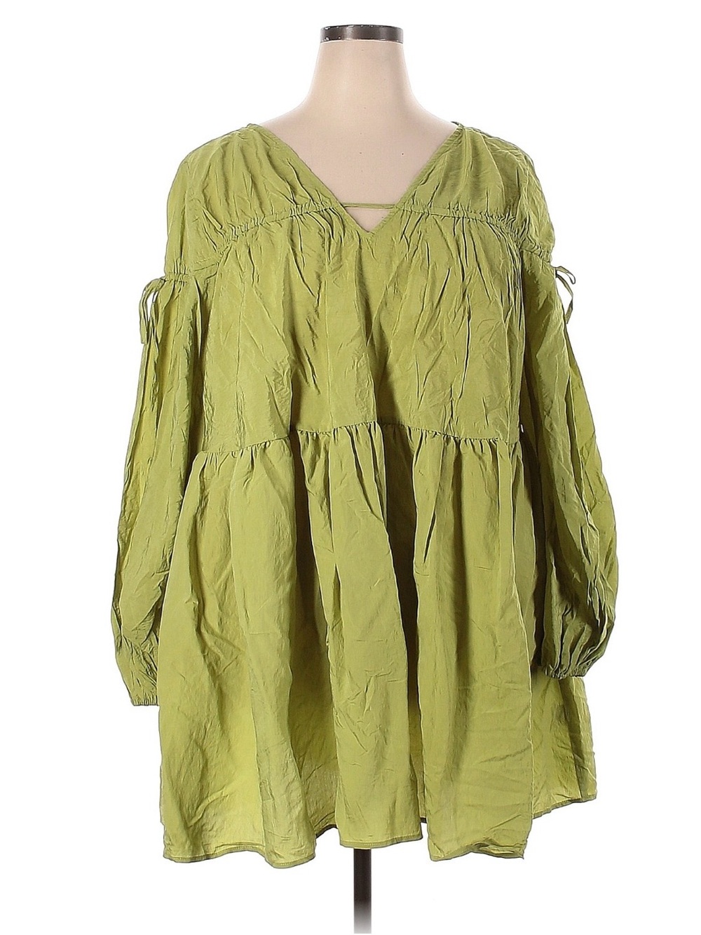 ELOQUII Green Relaxed Tie Front Tunic